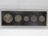 Americana Series 5 Coin Set with Walking Liberty Silver Half Dollar, Standing Liberty Quarter & More