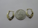 14k Two Tone Puffy Gold Dangle Earrings (almost 1g)