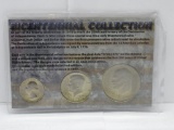 United States 1976 Bicentennial Collection 3 Coin Set with Eisenhower Dollar, Kennedy Half & Quarter