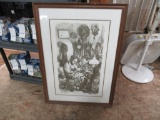 Vintage black & white signed wall decor 26x37 NO SHIPPING