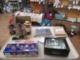 Box of sport collectibles