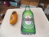 Heineken wood clog & metal sign NO SHIPPING