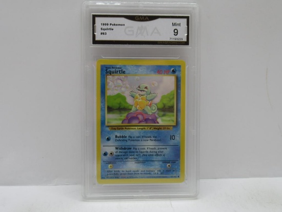 GMA Graded Mint 9 - Pokemon Base Set Unlimited Card - Squirtle #63