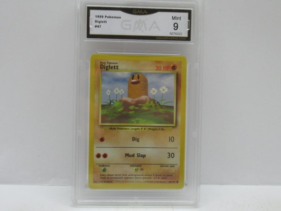 GMA Graded Mint 9 - Pokemon Base Set Unlimited Card - Diglett #47