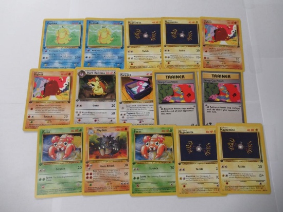 Lot of 15 First Edition Vintage Pokemon Trading Cards from Collection