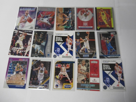 Lot of 15 Stephen Curry Golden State Warriors Basketball Trading Cards