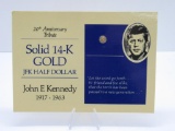 14K Gold JFK Commemorative Half Dollar 9mm 1.965 grains Limited Edition