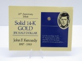 14K Gold JFK Commemorative Half Dollar 9mm 1.965 grains Limited Edition