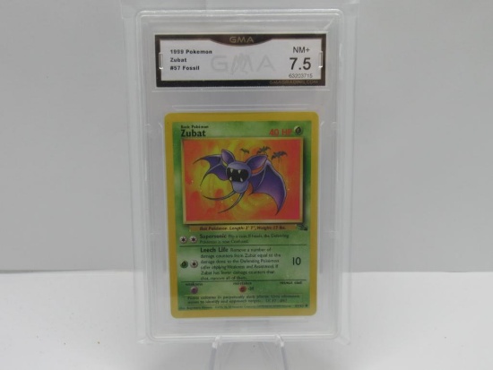 GMA GRADED 1999 POKEMON FOSSIL ZUBAT #57 - NM+ 7.5