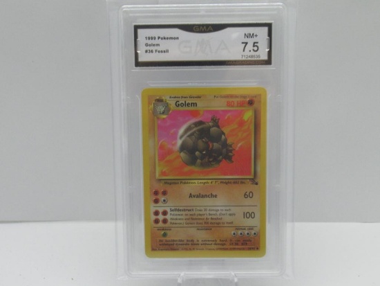 GMA GRADED 1999 POKEMON FOSSIL GOLEM #36 - NM+ 7.5