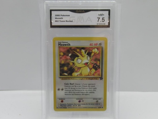 GMA GRADED 2000 POKEMON TEAM ROCKET MEOWTH #62 - NM+ 7.5