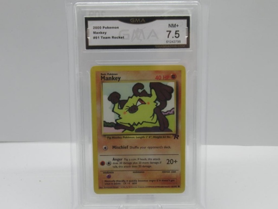 GMA GRADED 2000 POKEMON TEAM ROCKET MANKEY #61 - NM+ 7.5