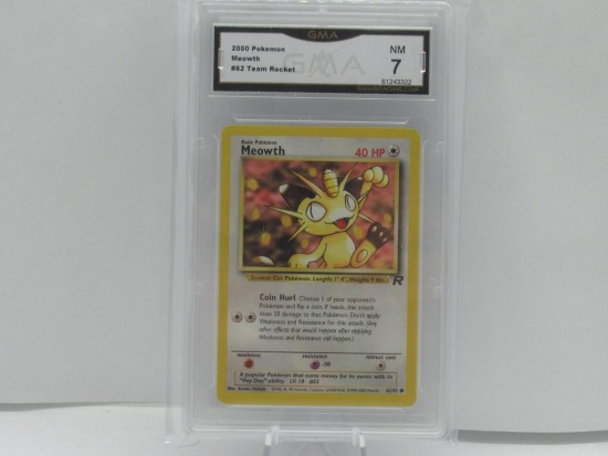 GMA GRADED 2000 POKEMON MEOWTH #62 TEAM ROCKET NM 7