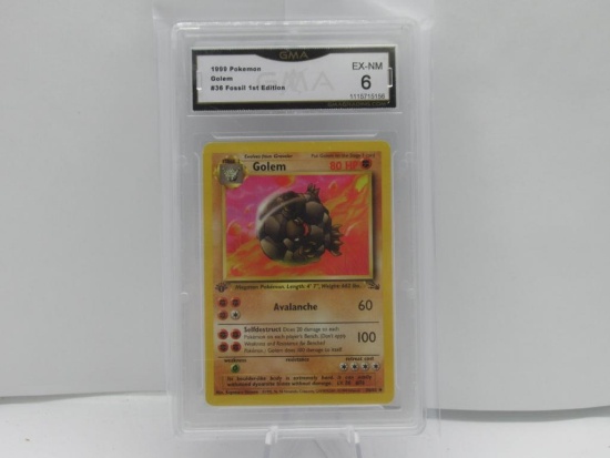 GMA GRADED 1999 POKEMON GOLEM #36 FOSSIL 1ST EDITION EX-NM 6