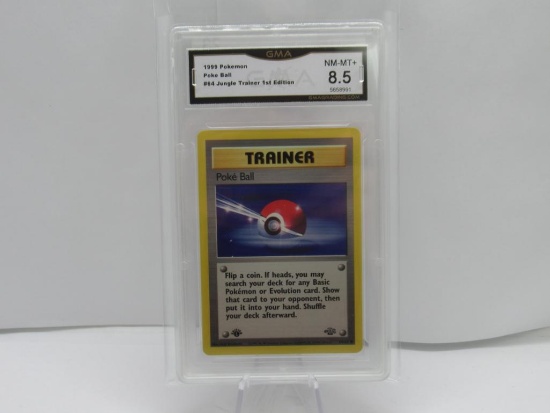 GMA GRADED 1999 POKEMON POKE BALL #64 JUNGLE TRAINER 1ST EDITION NM MT+ 8.5