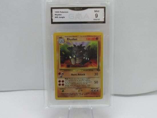 GMA GRADED 1999 POKEMON RHYDON #45 JUNGLE MINT 9