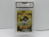 GMA GRADED 2017 POKEMON SUN & MOON ULTRA BALL #161 TRAINER FULL ART HOLO SECRET RARE GEM MT 10