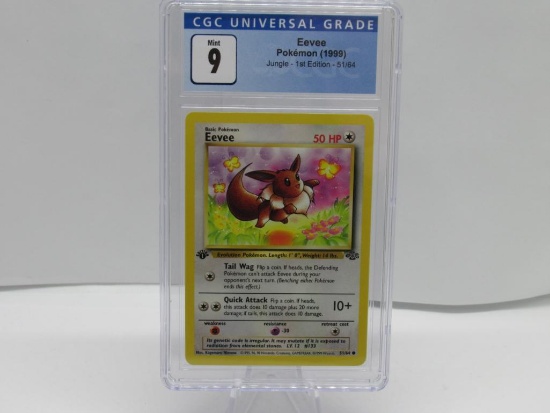 CGC Graded Pokemon JUNGLE 1st Edition MINT 9 - EEVEE 51/64