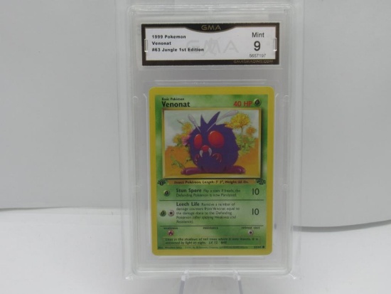 GMA GRADED 1999 POKEMON VENONAT #63 JUNGLE 1ST EDITION MINT 9