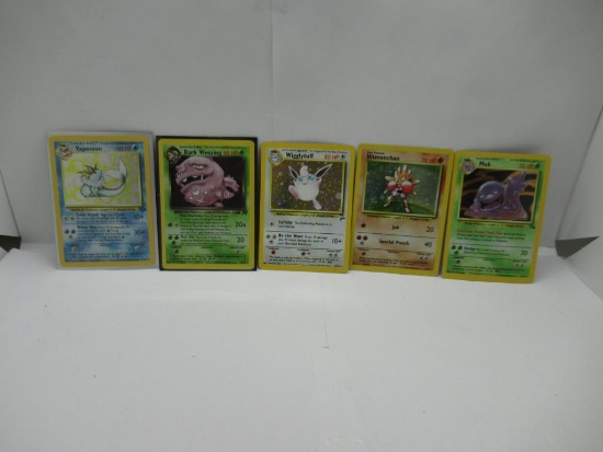 Vintage Lot of 5 Holofoil Rare Pokemon Cards from Collection