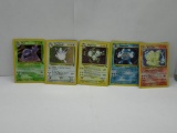 Vintage Lot of 5 Holofoil Rare Pokemon Cards from Collection