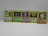 Vintage Lot of 5 Holofoil Rare Pokemon Cards from Collection