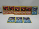9 Card Lot of Vintage CHARMANDER and SQUIRTLE Starter Team Rocket Trading Cards from Collection Find