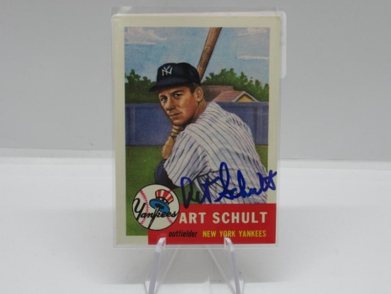 1991 TOPPS BASEBALL ARCHIVES ULTIMATE 1953 SERIES AUTOGRAPH NEW YORK YANKEES ART SCHULT CARD #167