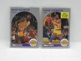 LOT OF 2 - 1990-91 NBA HOOPS SET BREAK. LAKERS MAGIC JOHNSON CARD #157 & JAMES WORTHY CARD #163