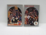 LOT OF 2 - 1990-91 NBA HOOPS SET BREAK. KNICKS PATRICK EWING CARD #203 & CLYDE DREXLER CARD #245