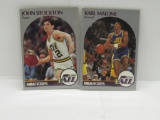 LOT OF 2 - 1990-91 NBA HOOPS SET BREAK. UTAH JAZZ JOHN STOCKTON CARD #294 & KARL MALONE CARD #292