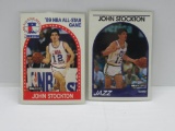 LOT OF 2 - 1989-90 NBA HOOPS SET BREAK UTAH JAZZ JOHN STOCKTON CARD #297 & #140