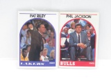 LOT OF 2 - 1989-90 NBA HOOPS SET BREAK LAKERS PAT RILEY CARD #108 & BULLS PHIL JACKSON CARD #266