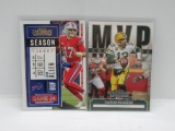 LOT OF 2 - 2020 PANINI CONTENDERS SEASON TICKET JOSH ALLEN CARD #90 & MVP AARON RODGERS CARD #MC-ARO