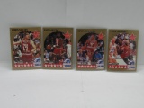 LOT OF 4 - 1990-91 NBA HOOPS SET BREAK. CHRIS MULLIN, KARL MALONE, KEVIN JOHNSON & CLYDE DREXLER