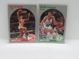 LOT OF 2 - 1990-91 NBA HOOPS SET BREAK. CELTICS KEVIN MCHALE CARD #44 & HAWKS SPUD WEBB CARD #35