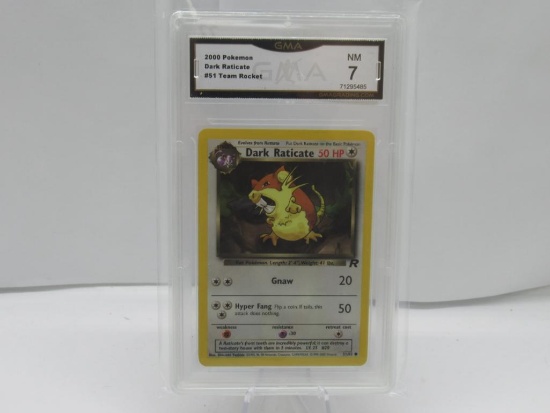 GMA GRADED POKEMON 2000 DARK RATICATE #51 TEAM ROCKET NM 7