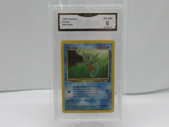 GMA GRADED POKEMON 1999 HORSEA #49 FOSSIL EX-NM 6