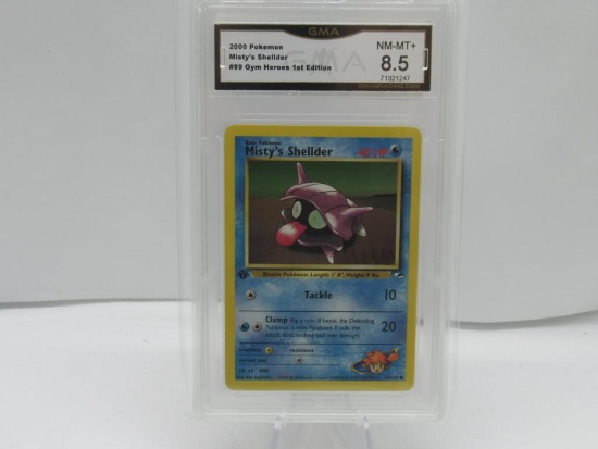 GMA GRADED POKEMON MISTY'S SHELLDER #89 GYM HEROES 1ST EDITION NM-MT+ 8.5