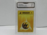 GMA GRADED POKEMON 2000 LIGHTNING ENERGY #130 GYM HEROES 1ST EDITION NM 7