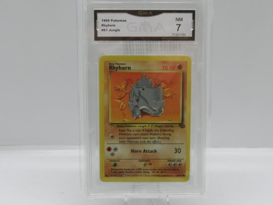 GMA GRADED POKEMON 1999 RHYHORN #61 JUNGLE NM 7