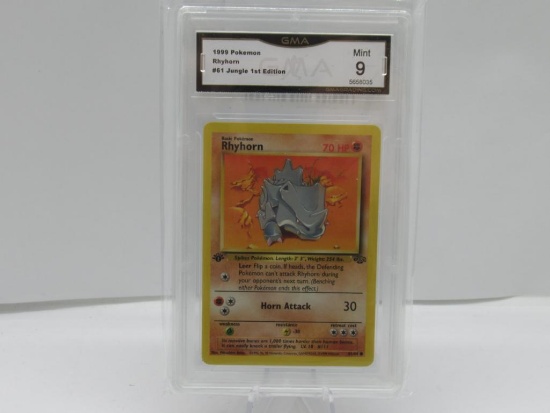 GMA GRADED POKEMON 1999 RHYHORN #61 JUNGLE 1ST EDITION MINT 9