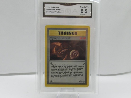 GMA GRADED POKEMON 1999 YSTERIOUS FOSSIL #62 FOSSIL TRANER NM-MT+ 8.5