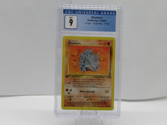 CGC Graded 1999 Pokemon JUNGLE 1st Edition Mint 9 - RHYHORN 61/64