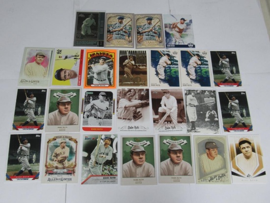25 Card Lot of BABE RUTH New York Yankees Baseball Cards from Collection