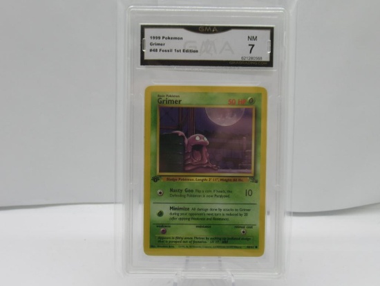 GMA GRADED POKEMON 1999 GRIMER #48 FOSSIL 1ST EDITION NM 7