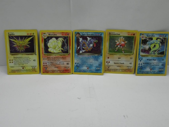 Vintage Lot of 5 HOLOFOIL RARE Pokemon WOTC Trading Cards from Cool Collection