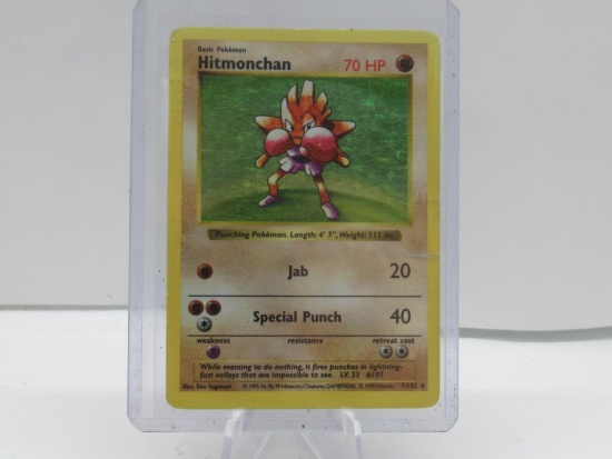 1999 Pokemon Base Set Shadowless #7 HITMONCHAN Holofoil Rare Trading Card