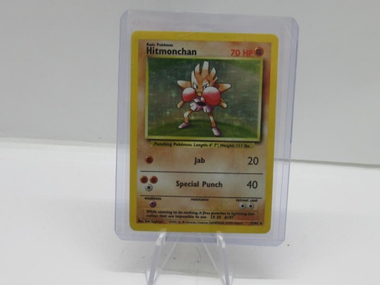 1999 Pokemon Base Set Unlimited #7 HITMONCHAN Holofoil Rare Trading Card from Collection