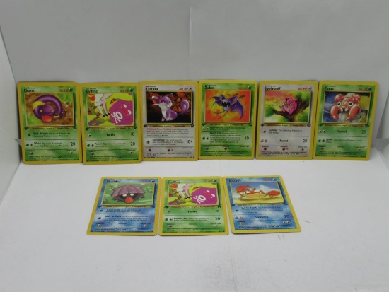 9 Card Lot of Pokemon 1ST EDITION Vintage Trading Cards from Collection